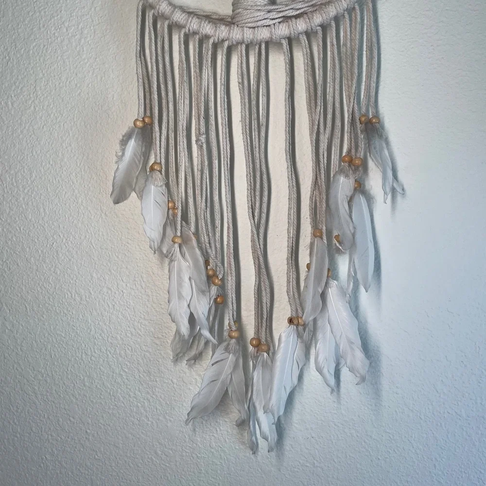 Macrame wall art Tree Feathers Wooden Beads Bohemian Witchy Indie Hippie 35